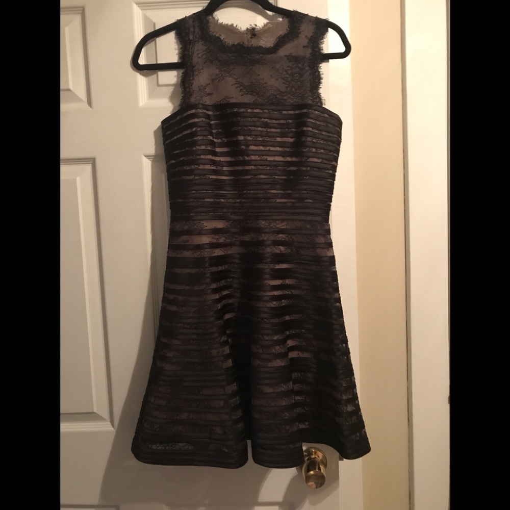 BCBG Black and Nude Lace Dress